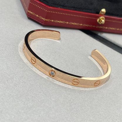 [LUXE]LOVE BRACELET 6.1MM 1 DIAMOND OPEN CUFF