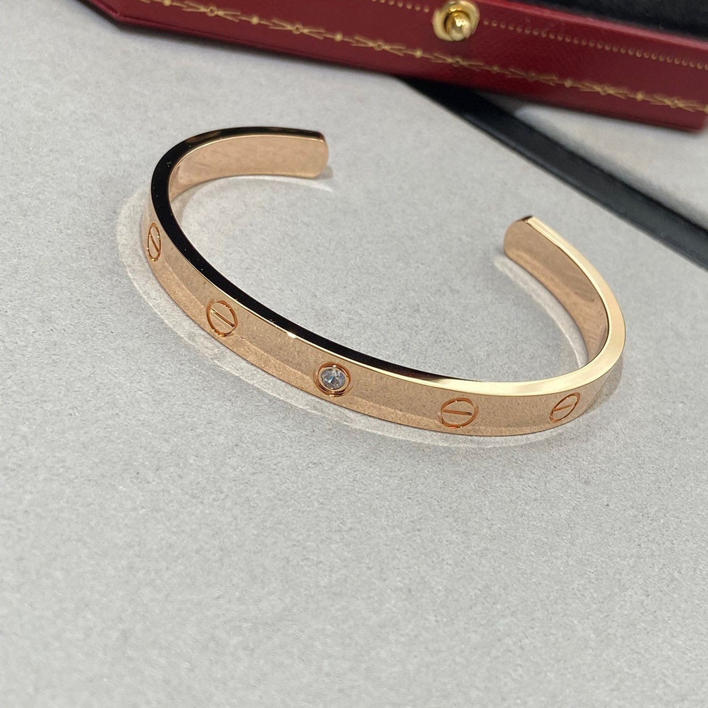 [LUXE]LOVE BRACELET 6.1MM 1 DIAMOND OPEN CUFF