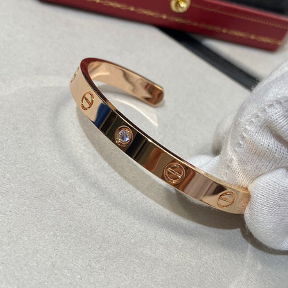 [LUXE]LOVE BRACELET 6.1MM 1 DIAMOND OPEN CUFF