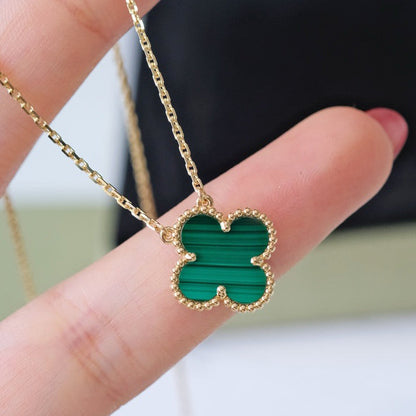 [LUXE] CLOVER 15MM MALACHITE SINGLE FLOWER  NECKLACE