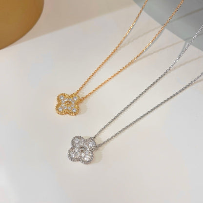 [LUXE] CLOVER 15MM DIAMOND SINGLE FLOWER NECKLACE