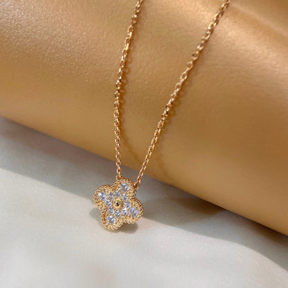 [LUXE] CLOVER 15MM DIAMOND SINGLE FLOWER NECKLACE