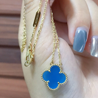 [LUXE] CLOVER 15MM BLUE AGATE NECKLACE