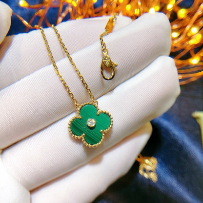 [LUXE] CLOVER 15MM DIAMOND TURQUOISE NECKLACE