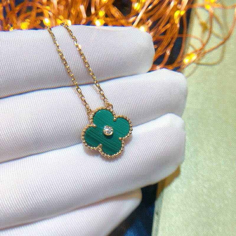 [LUXE] CLOVER 15MM DIAMOND TURQUOISE NECKLACE