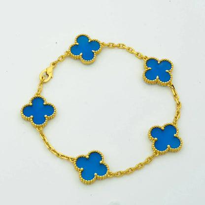 [LUXE] CLOVER 5 MOTIFS BLUE AGATE BRACELET