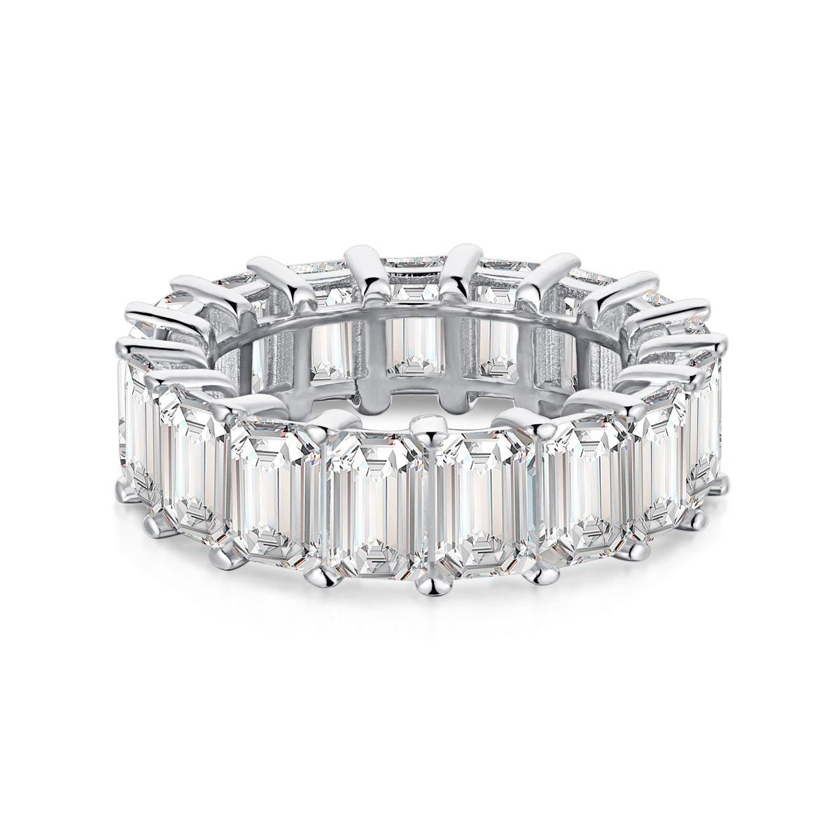 [LUXE]0.75 Carat Elegant Emerald Cut Tennis Ring