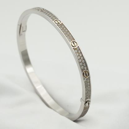 [LUXE]LOVE BRACELET 3.65MM DIAMOND-PAVED SILVER