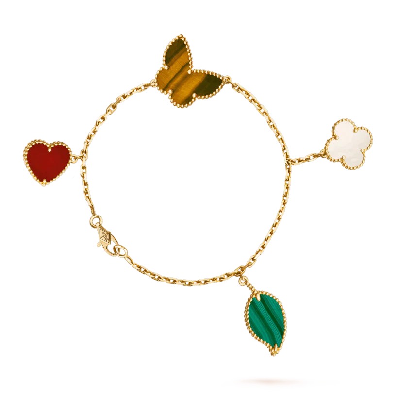 [LUXE] LUCKY SPRING 5 MOTIF GOLD BRACELET