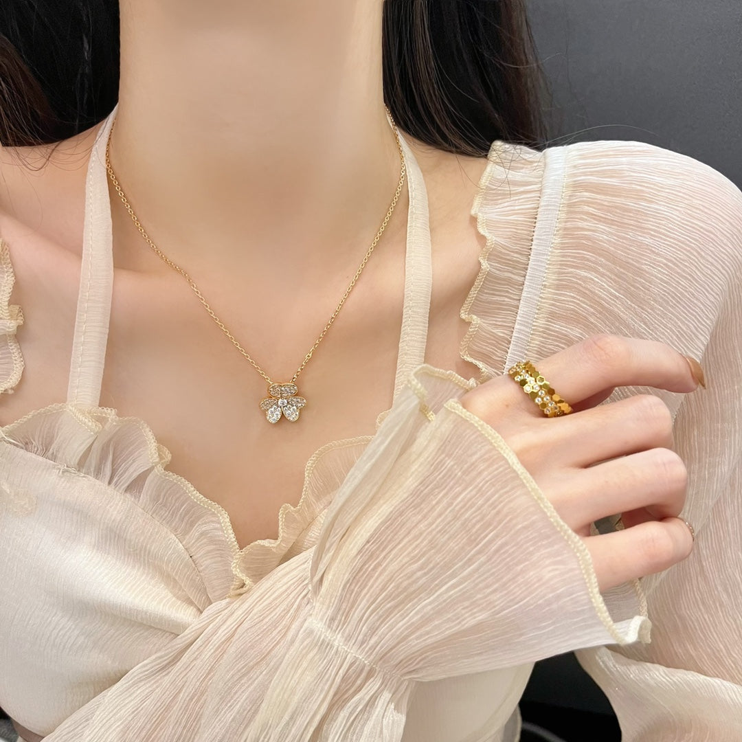 [LUXE] FLOWER DIAMOND NECKLACE