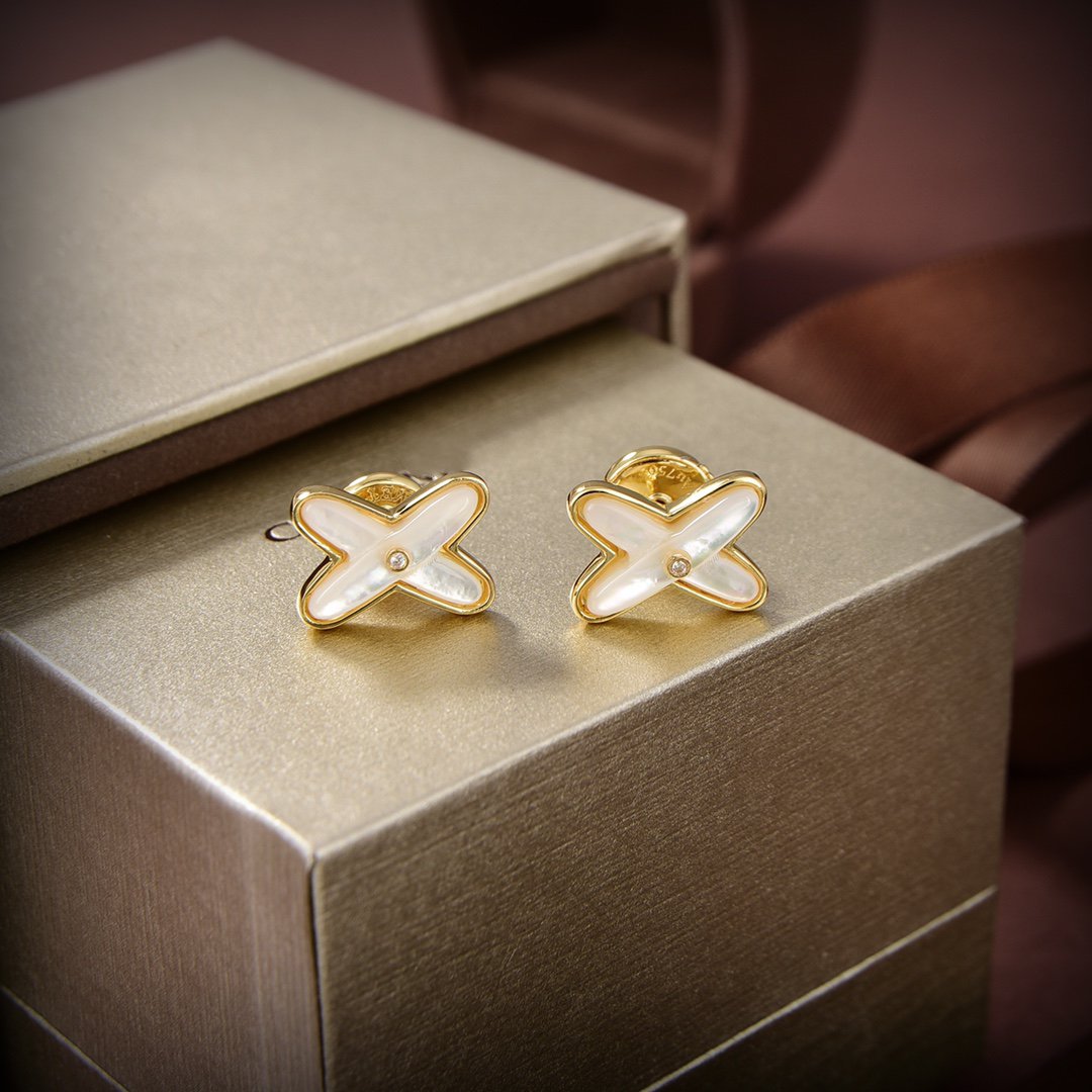 [LUXE]JEUX DE WHITE MOP GOLD DIAMOND EARRINGS