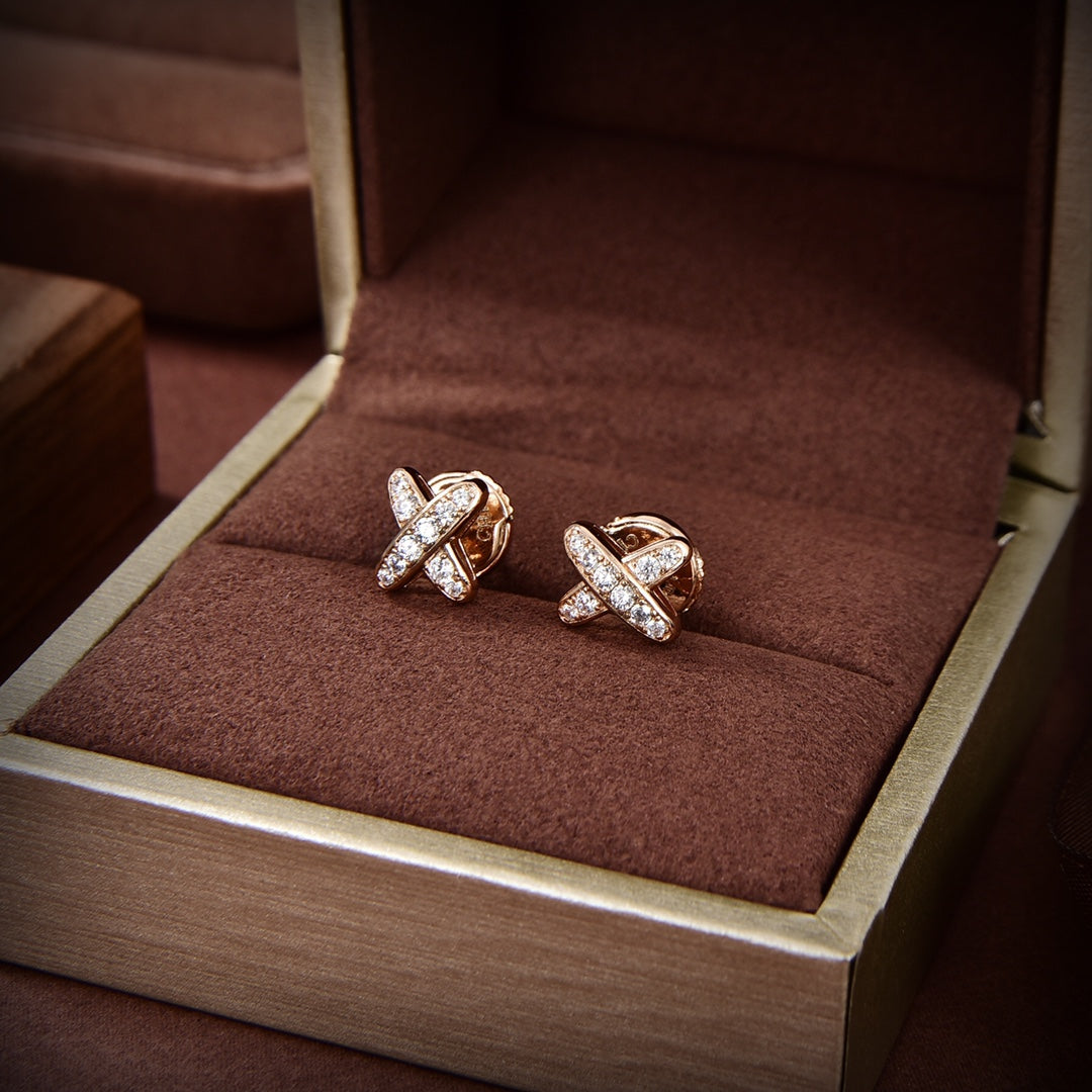 [LUXE]JEUX DE GOLD DIAMOND EARRINGS