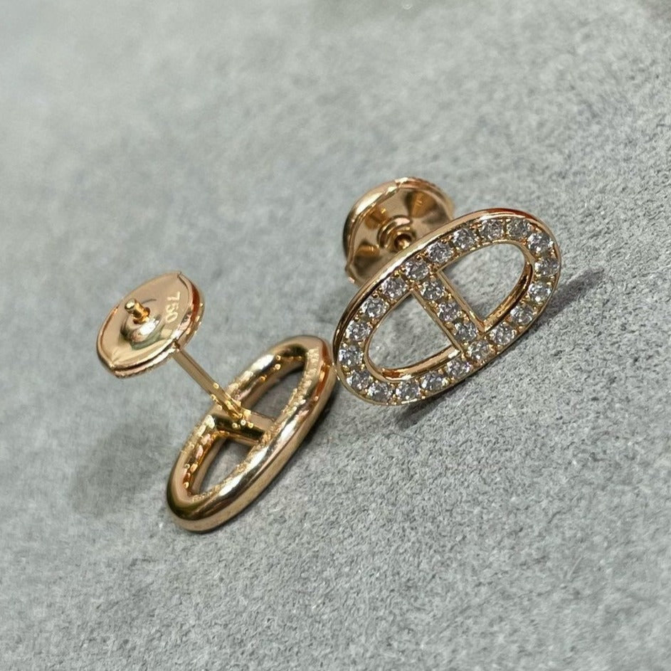 [LUXE]HM FULL DIAMOND PIG NOSE STUD EARRINGS