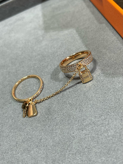 [LUXE]HM KELLY CLOCHETTE DOUBLE RING IN ROSE GOLD WITH DIAMONDS