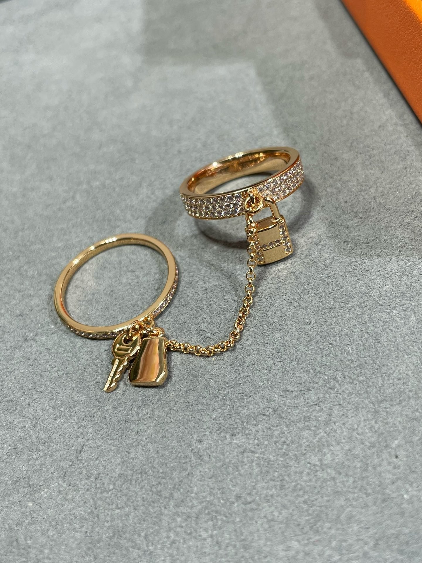 [LUXE]HM KELLY CLOCHETTE DOUBLE RING IN ROSE GOLD WITH DIAMONDS