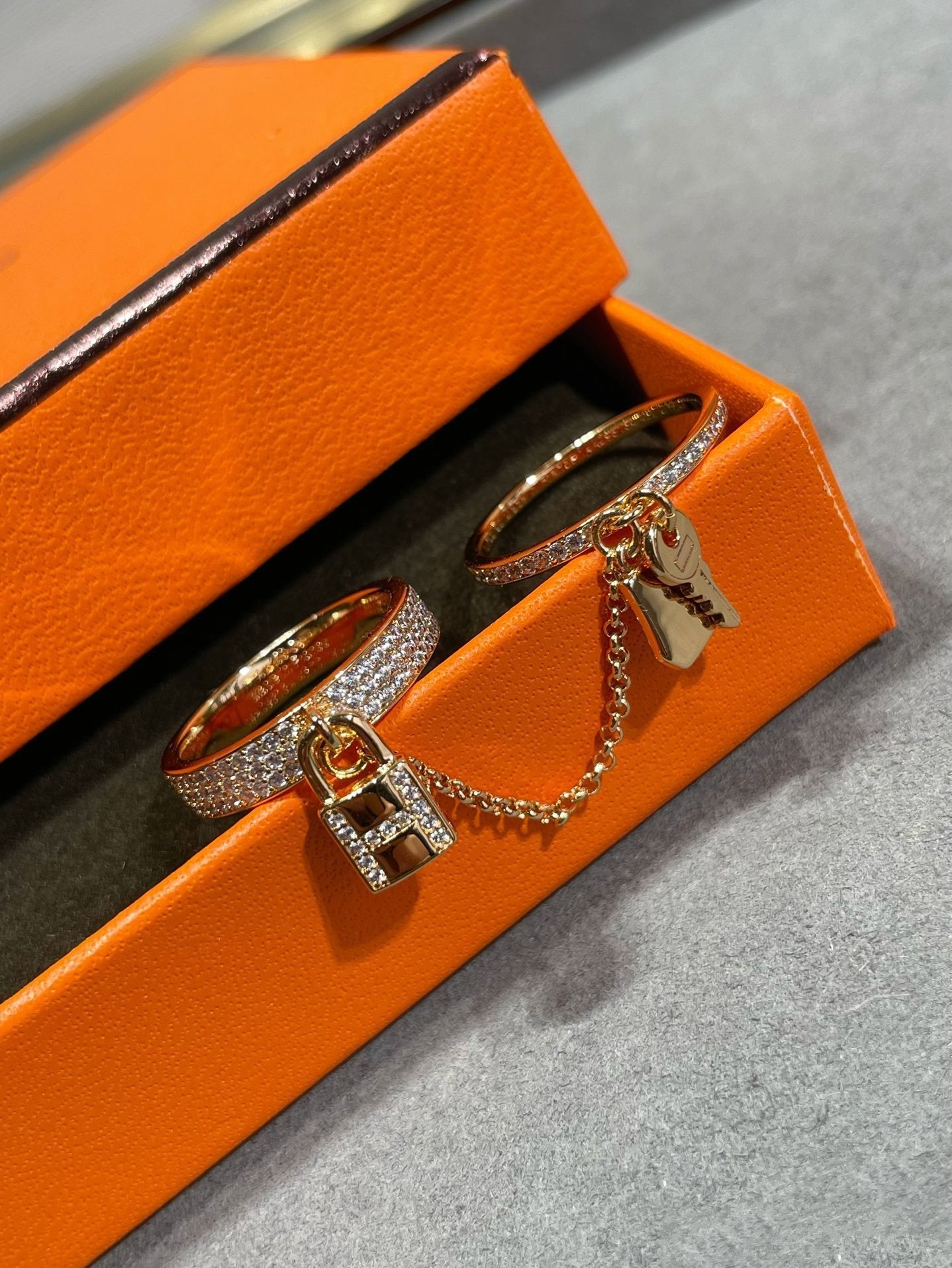 [LUXE]HM KELLY CLOCHETTE DOUBLE RING IN ROSE GOLD WITH DIAMONDS