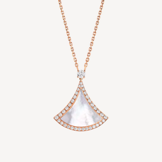 [LUXE]DREAM MOP DIAMOND PAVED PINK GOLD NECKLACE