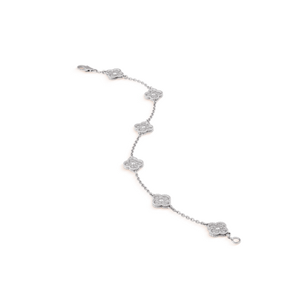 [LUXE] CLOVER 6 MOTIF SILVER DIAMOND BRACELET