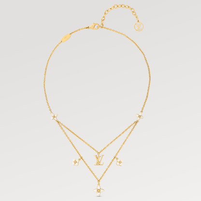 [LUXE]FLOWERGRAM GOLD MOP DOUBLE ROW NECKLACE