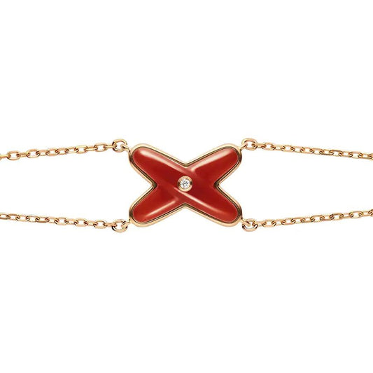 [LUXE]JEUX BRACELET CARNELIAN PINK GOLD 1 DIAMOND