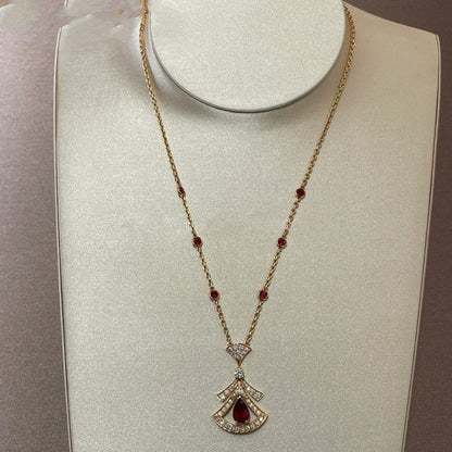 [LUXE]DREAM NECKLACE CARNELIAN DIAMOND PINK GOLD