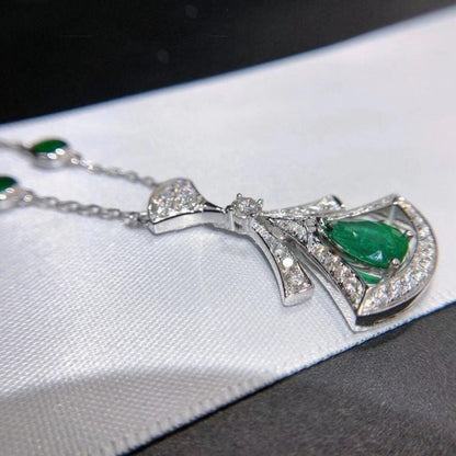 [LUXE]DREAM NECKLACE MALACHITE DIAMOND SILVER