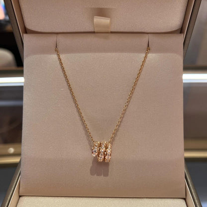 [LUXE]SERPENTI PINK GOLD NECKLACE DOUBLE RING DIAMOND