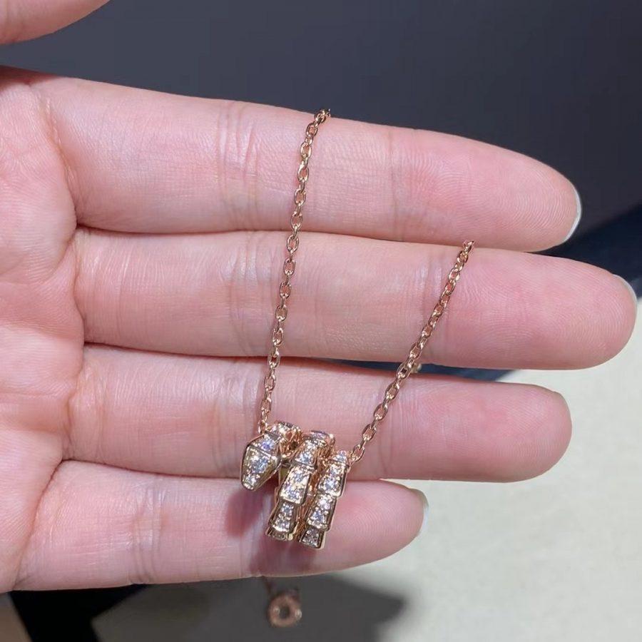 [LUXE]SERPENTI PINK GOLD NECKLACE DOUBLE RING DIAMOND