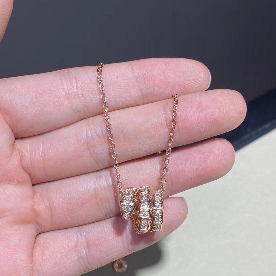 [LUXE]SERPENTI PINK GOLD NECKLACE DOUBLE RING DIAMOND