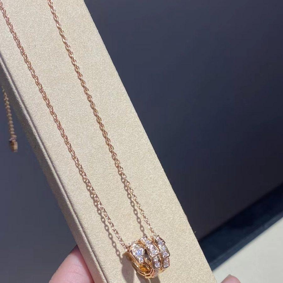 [LUXE]SERPENTI PINK GOLD NECKLACE DOUBLE RING DIAMOND