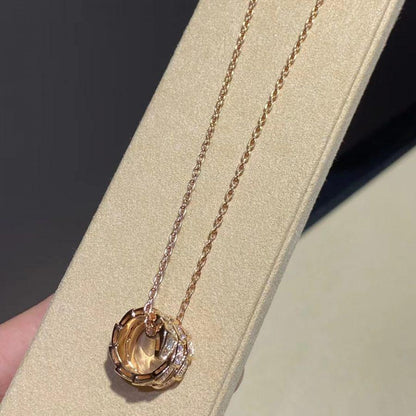 [LUXE]SERPENTI PINK GOLD NECKLACE DOUBLE RING DIAMOND