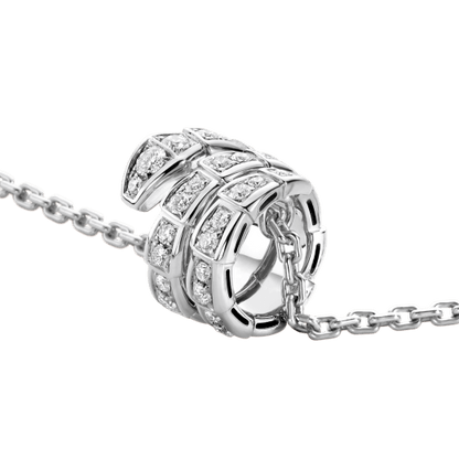 [LUXE]SERPENTI SILVER NECKLACE DOUBLE RING DIAMOND