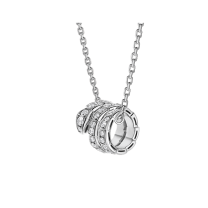 [LUXE]SERPENTI SILVER NECKLACE DOUBLE RING DIAMOND