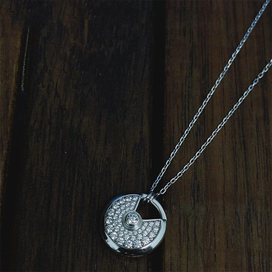 [LUXE]AMULETTE SILVER FULL DIAMOND NECKLACE