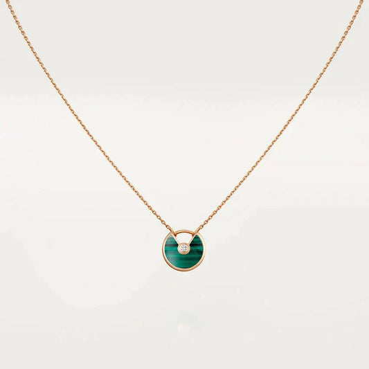 [LUXE]AMULETTE ROSE GOLD MALACHITE NECKLACE