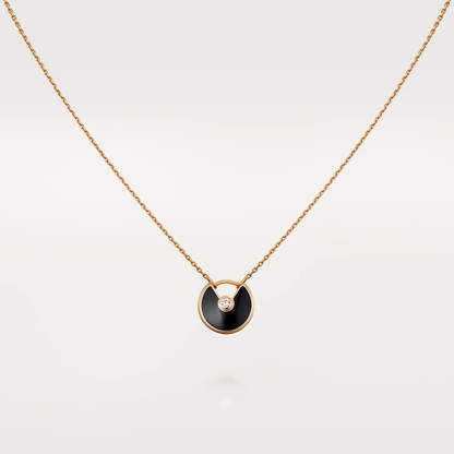 [LUXE]AMULETTE ROSE GOLD ONYX NECKLACE