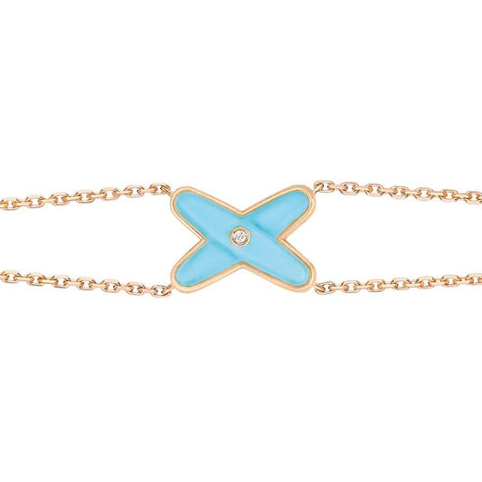 [LUXE]JEUX BRACELET TURQUOISE PINK GOLD 1 DIAMOND