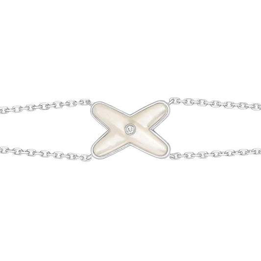 [LUXE]JEUX BRACELET WHITE MOP SILVER 1 DIAMOND