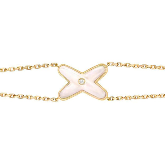 [LUXE]JEUX BRACELET WHITE MOP GOLD 1 DIAMOND