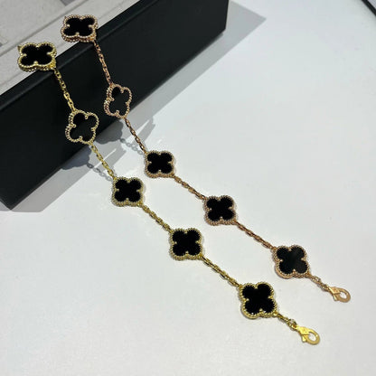 [LUXE] CLOVER  5 MOTIFS BLACK ONYX BRACELET