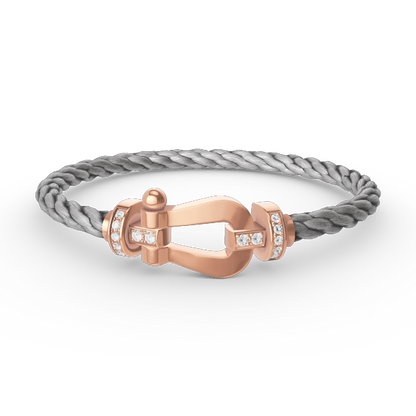 [LUXE]FORCE LARGE HORSESHOE HALF DIAMOND BRACELET ROSE GOLD