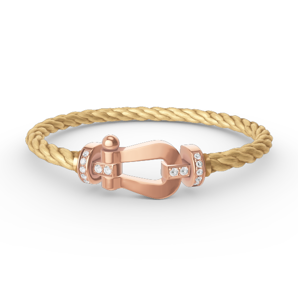 [LUXE]FORCE LARGE HORSESHOE HALF DIAMOND BRACELET ROSE GOLD