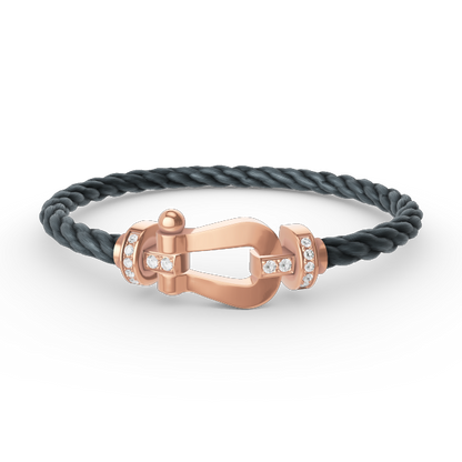 [LUXE]FORCE LARGE HORSESHOE HALF DIAMOND BRACELET ROSE GOLD