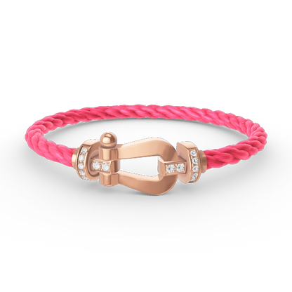 [LUXE]FORCE LARGE HORSESHOE HALF DIAMOND BRACELET ROSE GOLD