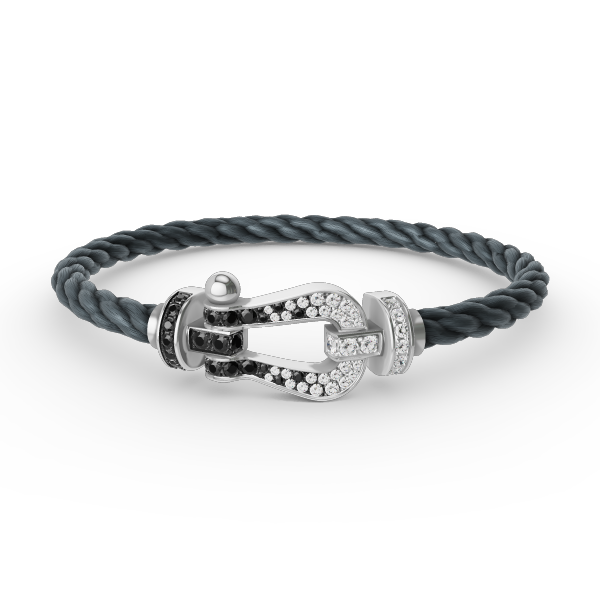 [LUXE]FORCE LARGE HORSESHOE BLACK WHITE DIAMOND BRACELET SILVER