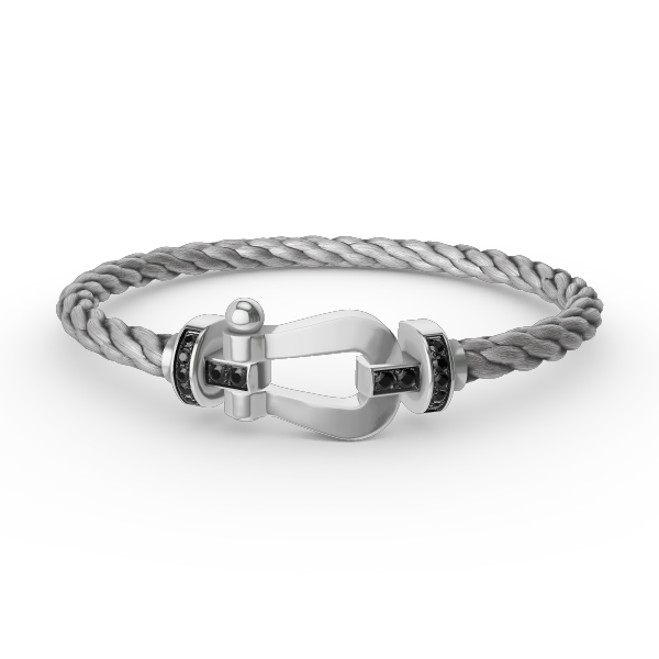 [LUXE]FORCE LARGE HORSESHOE BLACK DIAMOND BRACELET SILVER