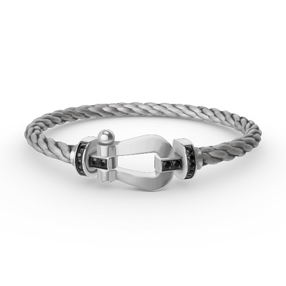 [LUXE]FORCE LARGE HORSESHOE BLACK DIAMOND BRACELET SILVER