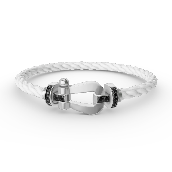 [LUXE]FORCE LARGE HORSESHOE BLACK DIAMOND BRACELET SILVER