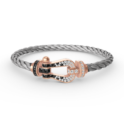 [LUXE]FORCE LARGE HORSESHOE BLACK WHITE DIAMOND BRACELET ROSE GOLD