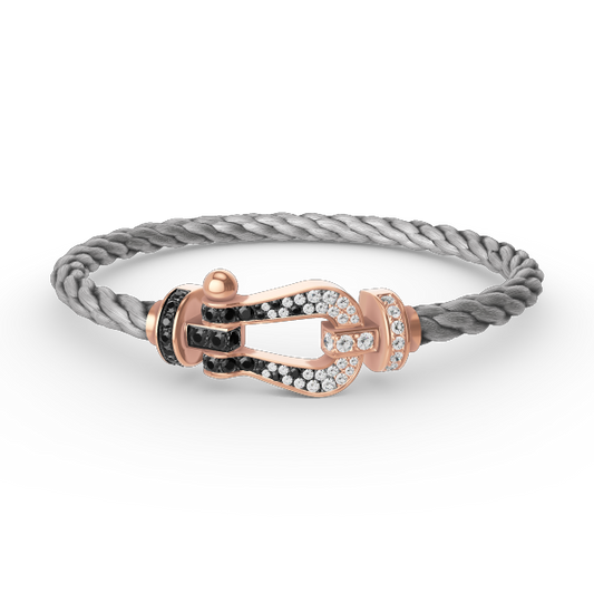 [LUXE]FORCE LARGE HORSESHOE BLACK WHITE DIAMOND BRACELET ROSE GOLD